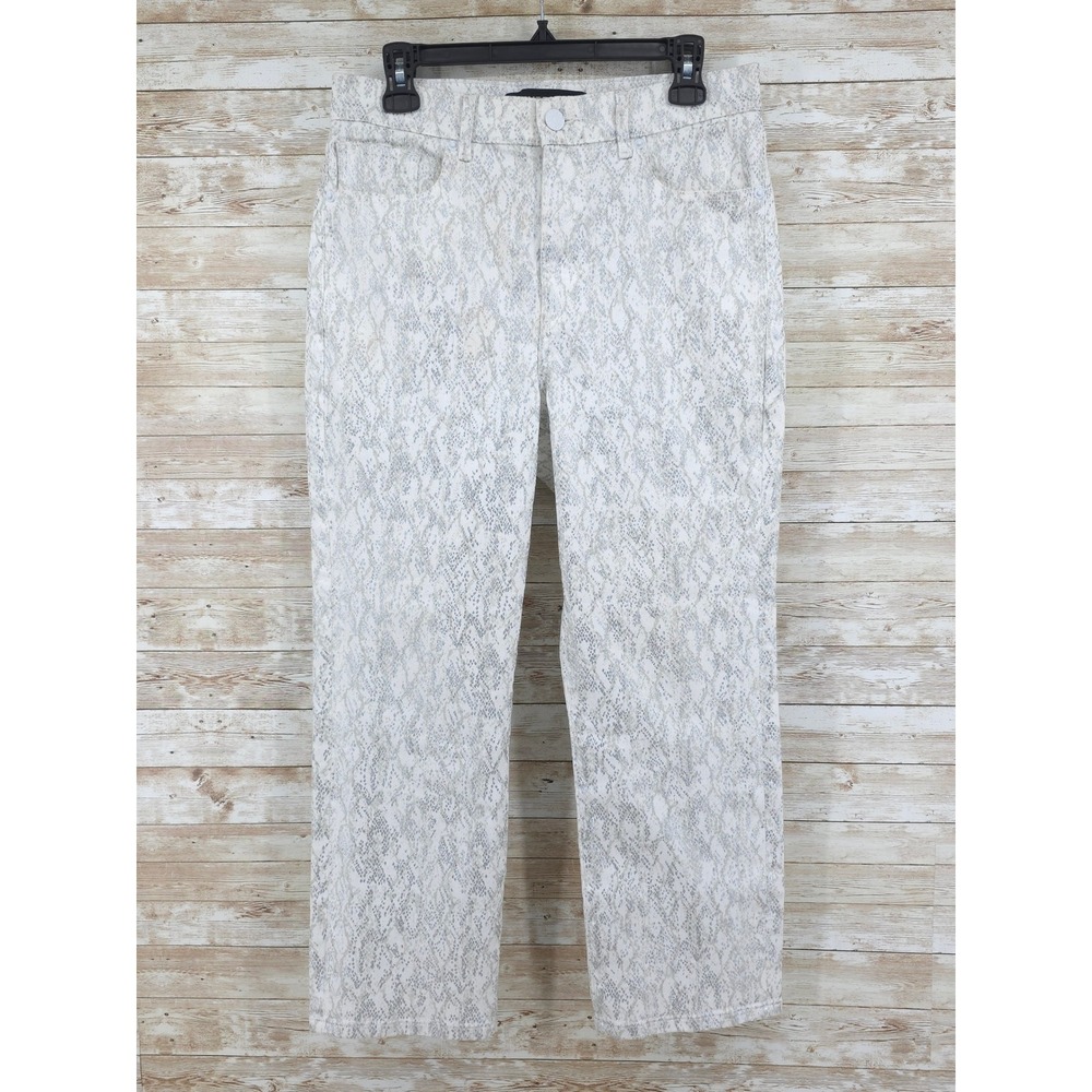 Express Jeans Size 10 Straight Cropped High Waist Light Wash Stretch White